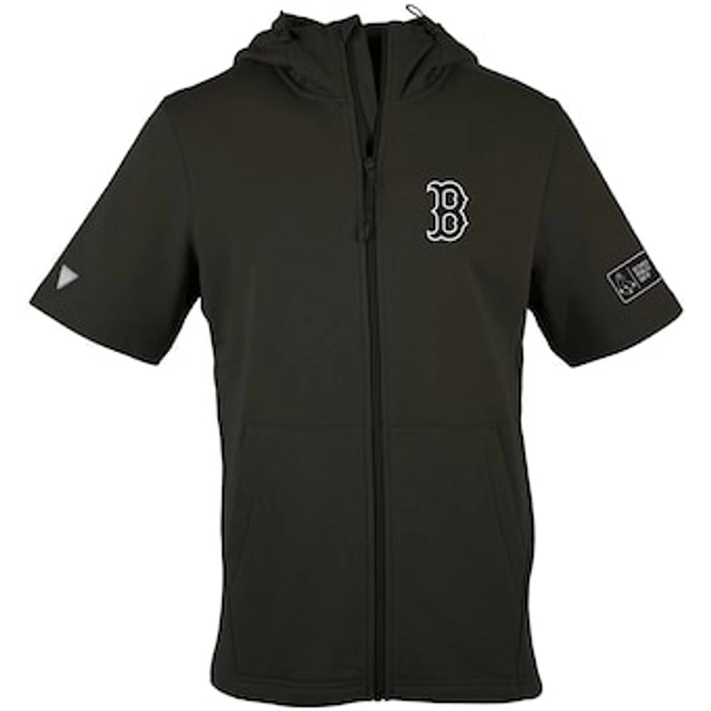 Men's Levelwear Black Boston Red Sox Blackout Recruit Short Sleeve Full-Zip - Hoodie