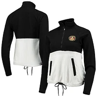 Women's Antigua Black/White Atlanta United FC Harbor Raglan Half-Zip Jacket