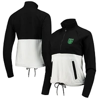 Women's Antigua Black/White Austin FC Harbor Raglan Half-Zip Jacket