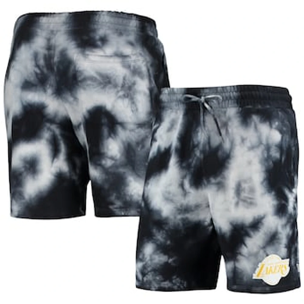 Men's New Era Black Los Angeles Lakers Fleece Tie-Dye Shorts