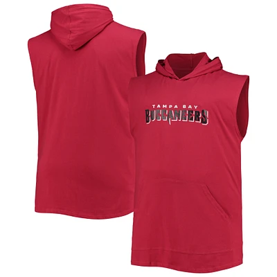 Men's Red Tampa Bay Buccaneers Big & Tall Muscle Sleeveless Pullover Hoodie