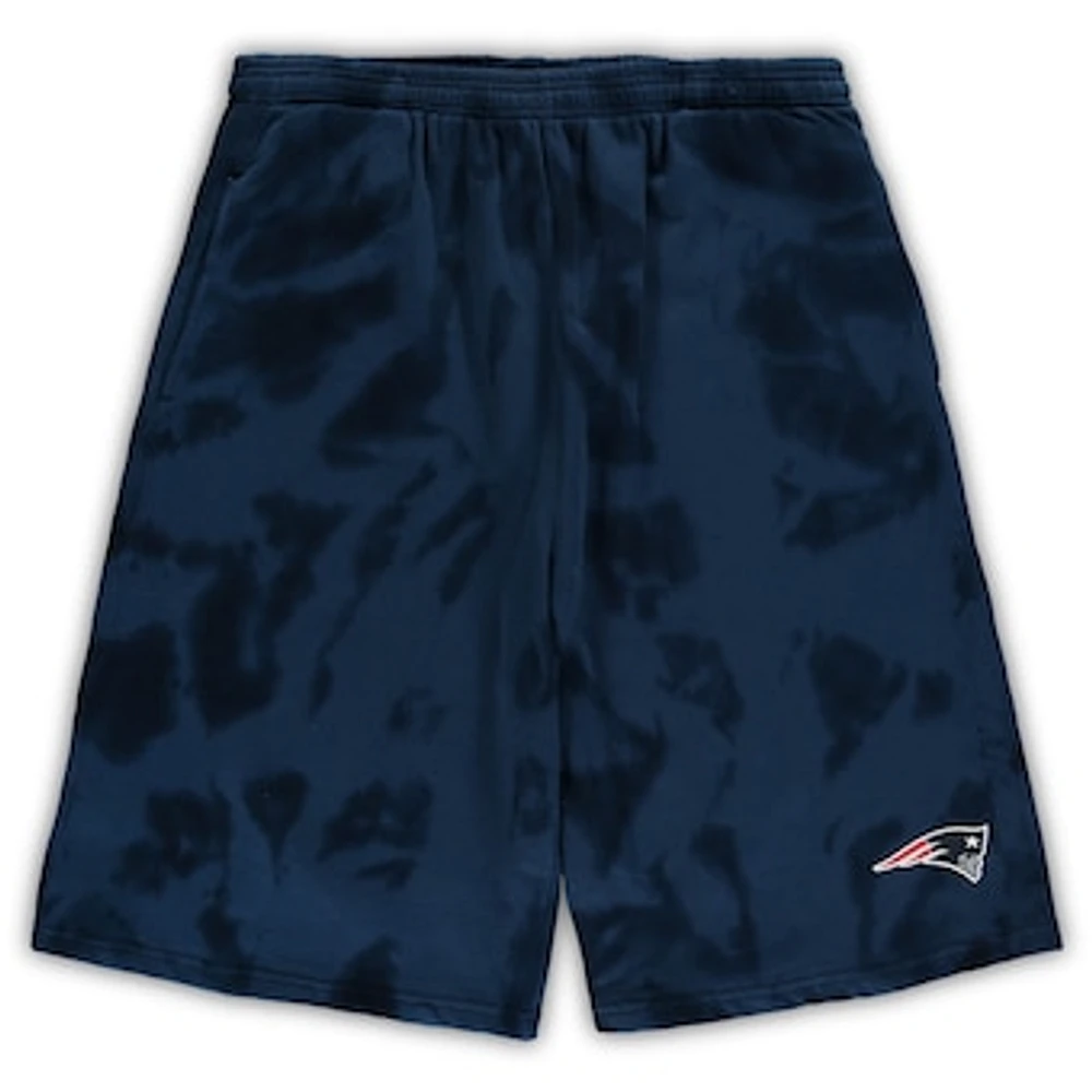 Men's Navy New England Patriots Big & Tall Tie-Dye Shorts