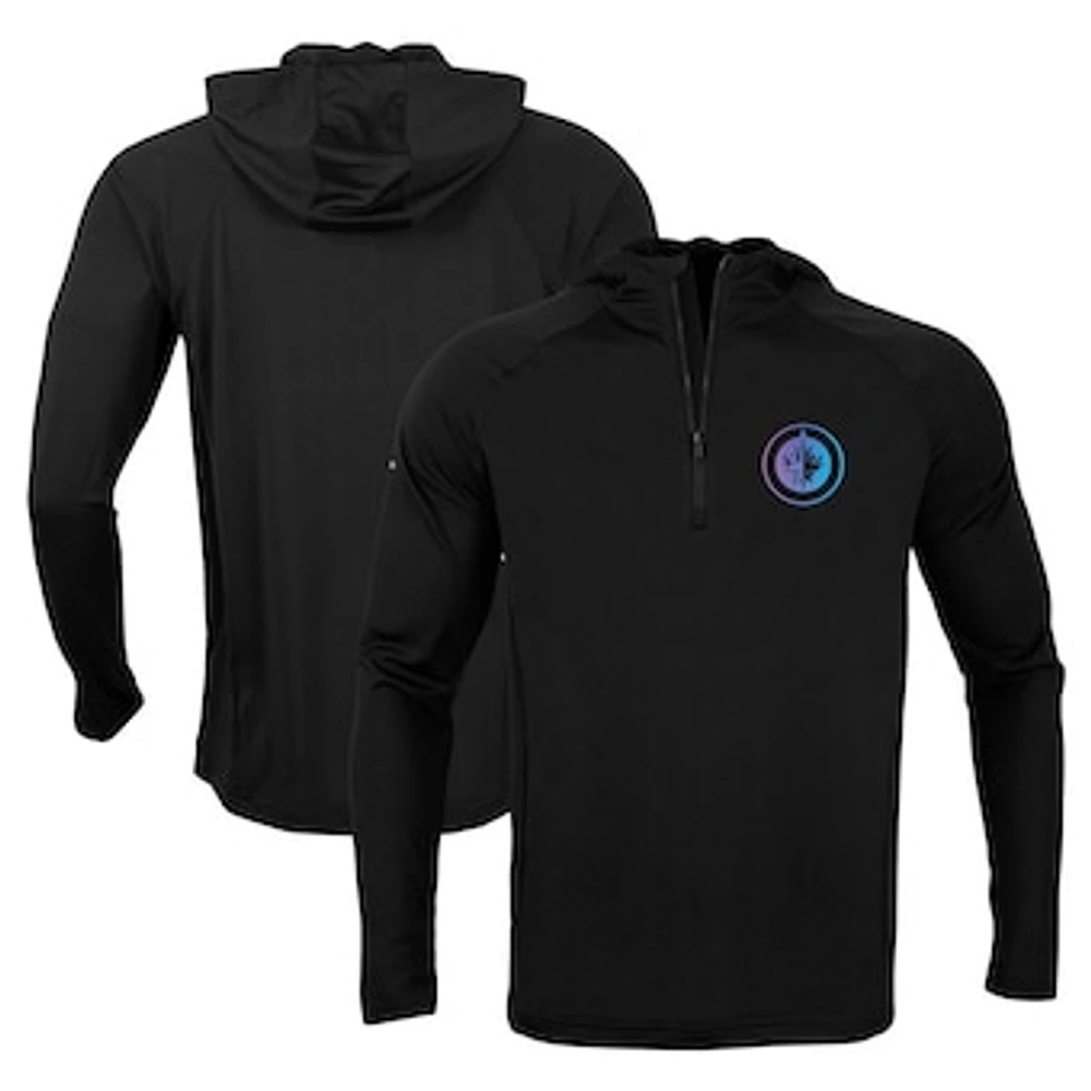 Men's Levelwear Black Winnipeg Jets Zander Raglan - Quarter-Zip Hoodie Jacket