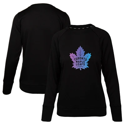 Women's Levelwear Black Toronto Maple Leafs Iridescent Rae Raglan - Pullover Sweater