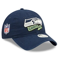 Women's New Era College Navy Seattle Seahawks 2022 Sideline Adjustable 9TWENTY Hat