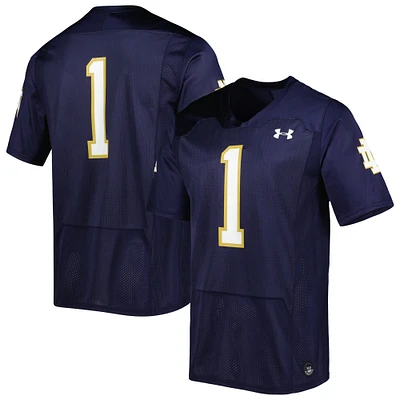 Men's Under Armour #1 Navy Notre Dame Fighting Irish Team Wordmark Replica Football Jersey