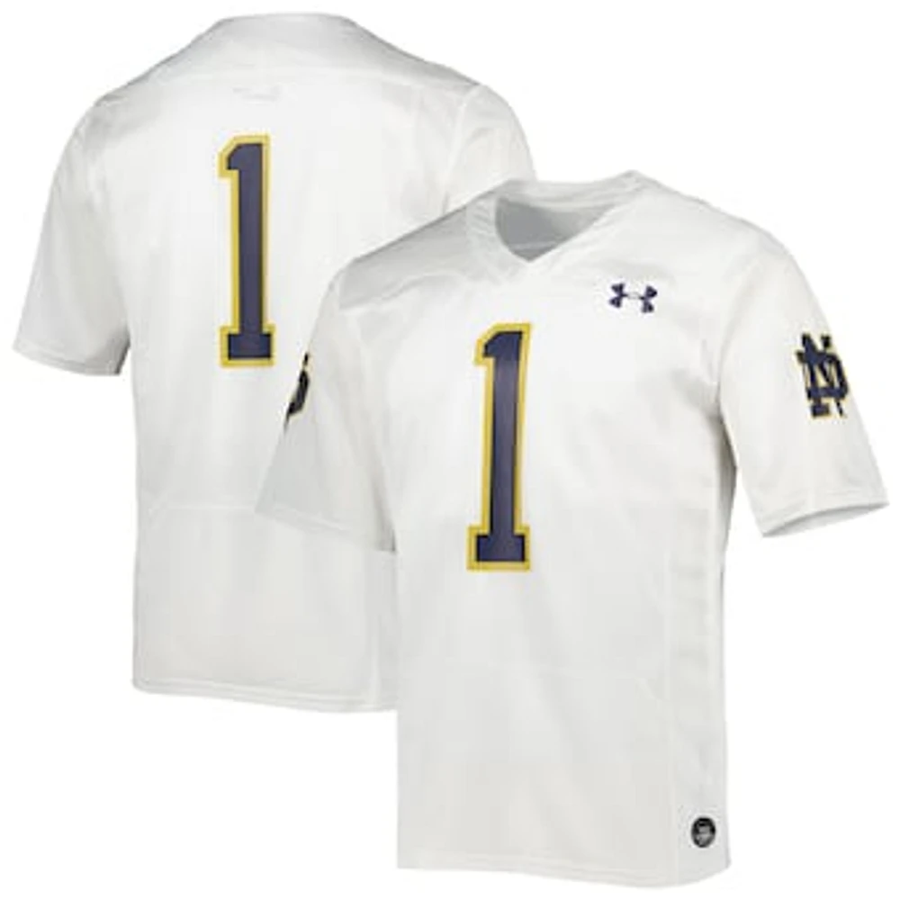 Men's Under Armour #1 White Notre Dame Fighting Irish Team Wordmark Replica Football Jersey