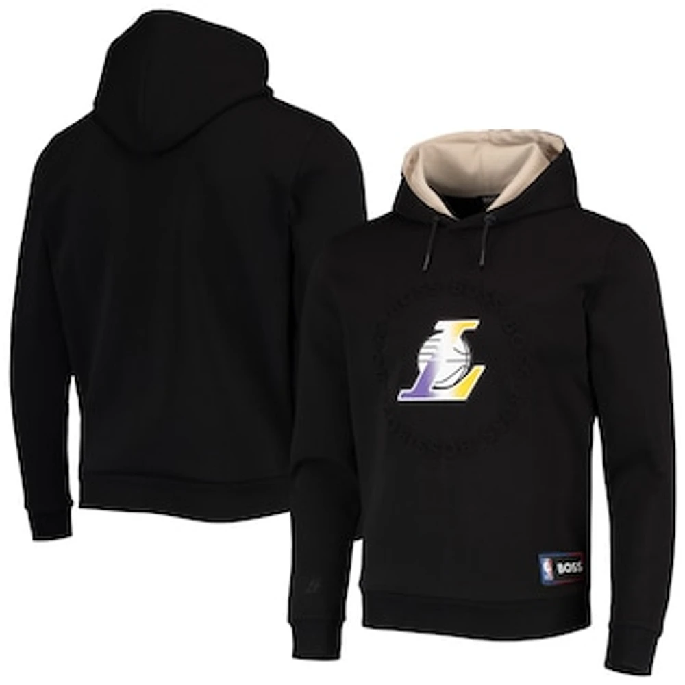 Men's NBA x Hugo Boss Black Los Angeles Lakers Bounce Logo Tri-Blend Pullover Hoodie