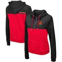 Women's Colosseum Black/Red Maryland Terrapins Aidan Lightweight Half-Zip Hoodie