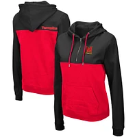 Women's Colosseum Black/Red Maryland Terrapins Aidan Lightweight Half-Zip Hoodie