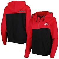 Women's Colosseum Black/Scarlet Ohio State Buckeyes Aidan Lightweight Half-Zip Hoodie