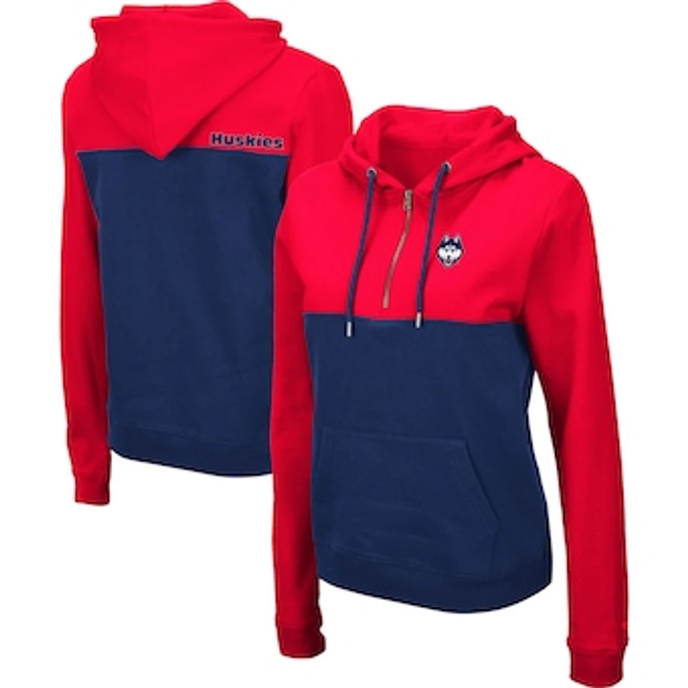 Women's Colosseum Red/Navy UConn Huskies Aidan Lightweight Half-Zip Hoodie