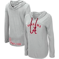 Women's Colosseum Heather Gray Alabama Crimson Tide My Lover Lightweight Hooded Long Sleeve T-Shirt