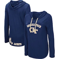 Women's Colosseum Navy Georgia Tech Yellow Jackets My Lover Lightweight Hooded Long Sleeve T-Shirt