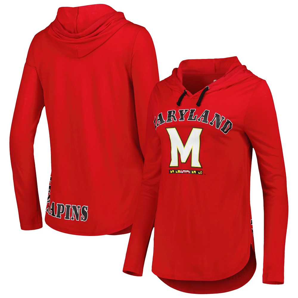 Women's Colosseum Red Maryland Terrapins My Lover Lightweight Hooded Long Sleeve T-Shirt