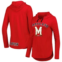 Women's Colosseum Red Maryland Terrapins My Lover Lightweight Hooded Long Sleeve T-Shirt