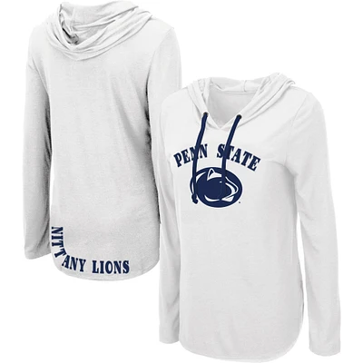 Women's Colosseum White Penn State Nittany Lions My Lover Lightweight Hooded Long Sleeve T-Shirt