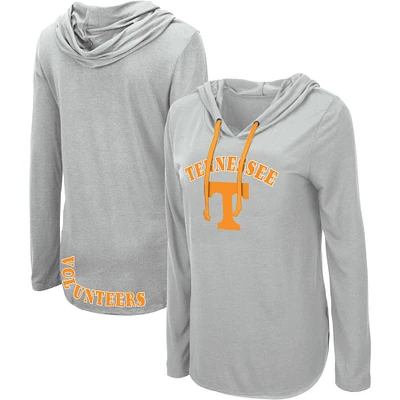 Women's Colosseum Gray Tennessee Volunteers My Lover Lightweight Hooded Long Sleeve T-Shirt