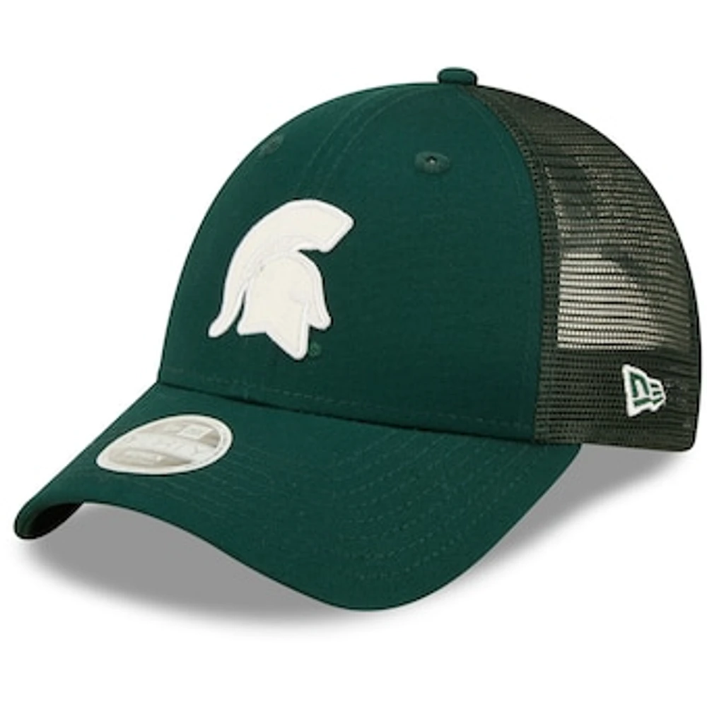 Women's New Era Green Michigan State Spartans 9FORTY Logo Spark Trucker Snapback Hat