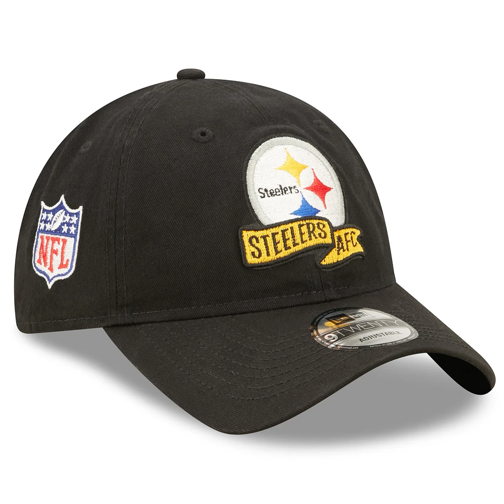 Youth New Era Black Pittsburgh Steelers 2022 Sideline - 9TWENTY Adjustable Hat