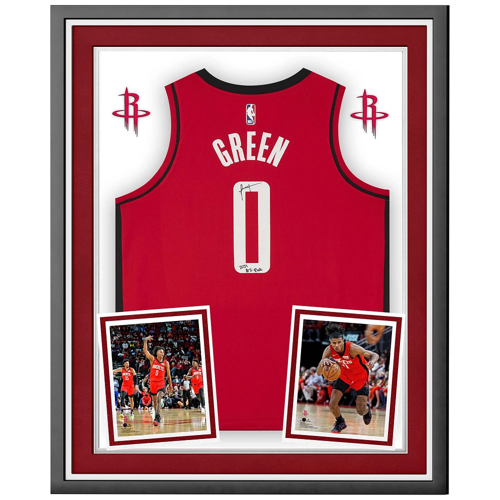 Jalen Green Houston Rockets Autographed Deluxe Framed Nike Red Icon Swingman Jersey with ''2021 #2 Pick'' Inscription