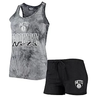 Women's Concepts Sport Charcoal Brooklyn Nets Billboard Racerback Tank Top & Shorts Sleep Set