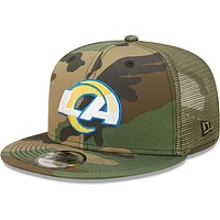 Men's New Era Camo/Olive Los Angeles Rams Trucker 9FIFTY - Snapback Hat