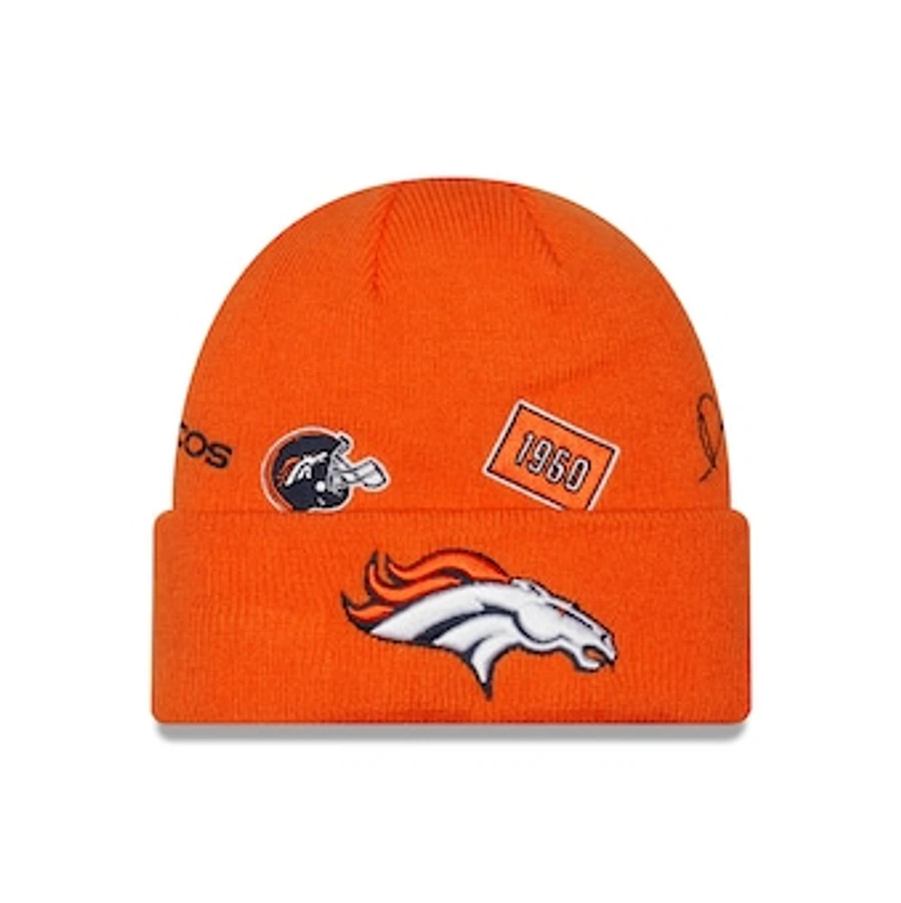 Men's New Era Orange Denver Broncos Identity Cuffed Knit - Hat