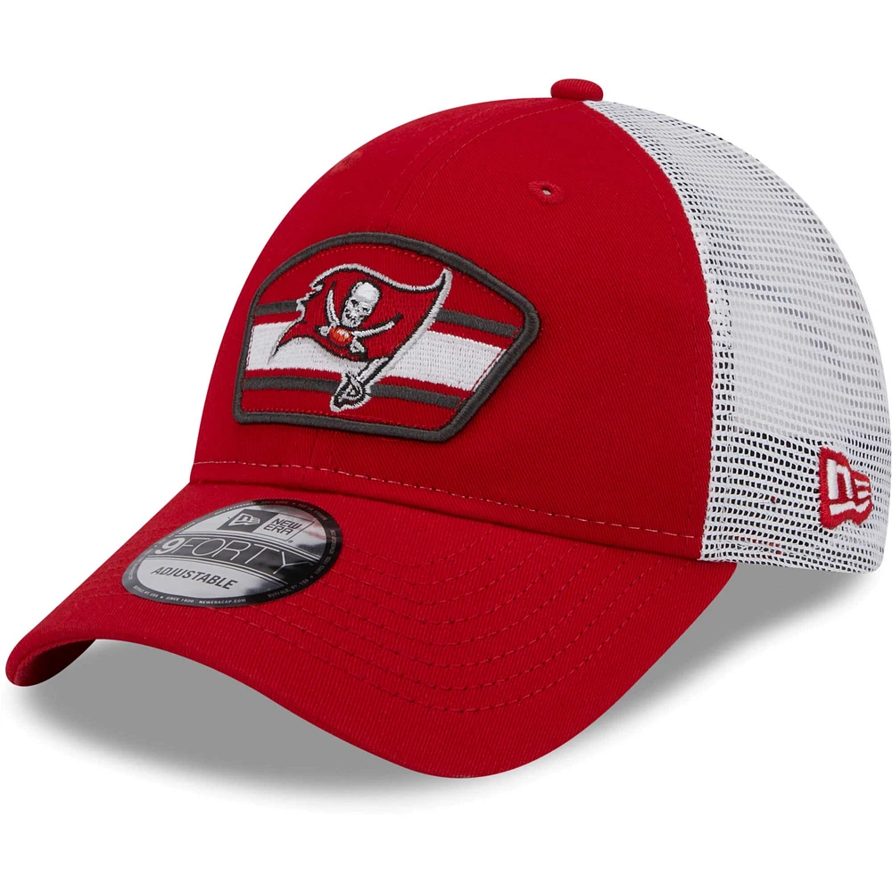 Men's New Era Red/White Tampa Bay Buccaneers Patch Trucker 9FORTY - Snapback Hat