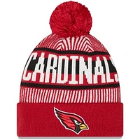 Men's New Era Cardinal Arizona Cardinals Striped - Cuffed Knit Hat with Pom