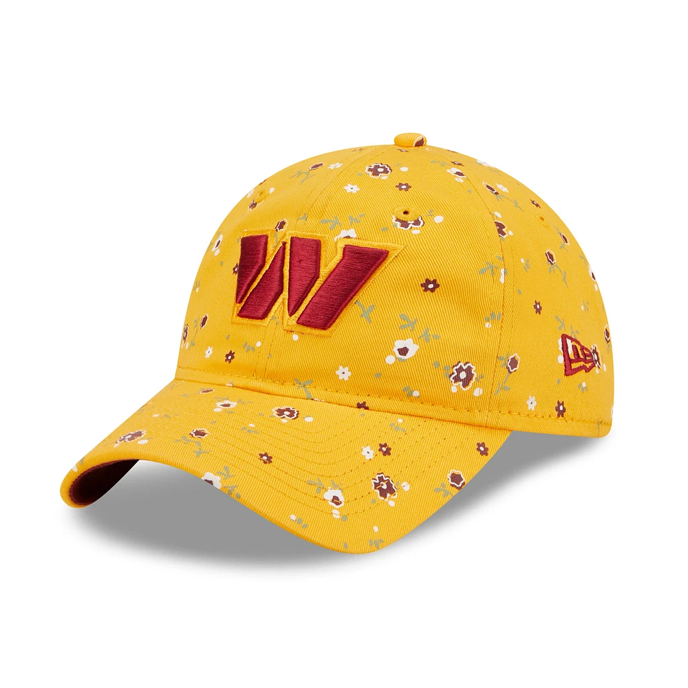 Women's New Era Gold Washington Commanders Logo Floral 9TWENTY - Adjustable Hat