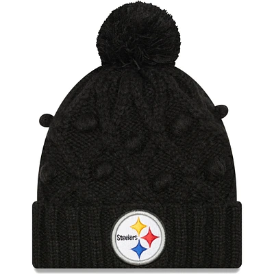 Women's New Era Black Pittsburgh Steelers Toasty Cuffed Pom Knit - Hat