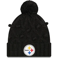 Women's New Era Black Pittsburgh Steelers Toasty Cuffed Pom Knit - Hat