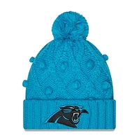 Women's New Era Blue Carolina Panthers Toasty Cuffed Pom Knit - Hat