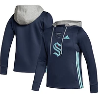 Women's adidas Deep Sea Blue Seattle Kraken Skate Lace Primeblue Team Pullover Hoodie