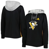 Women's adidas Black Pittsburgh Penguins Skate Lace Primeblue Team Pullover Hoodie