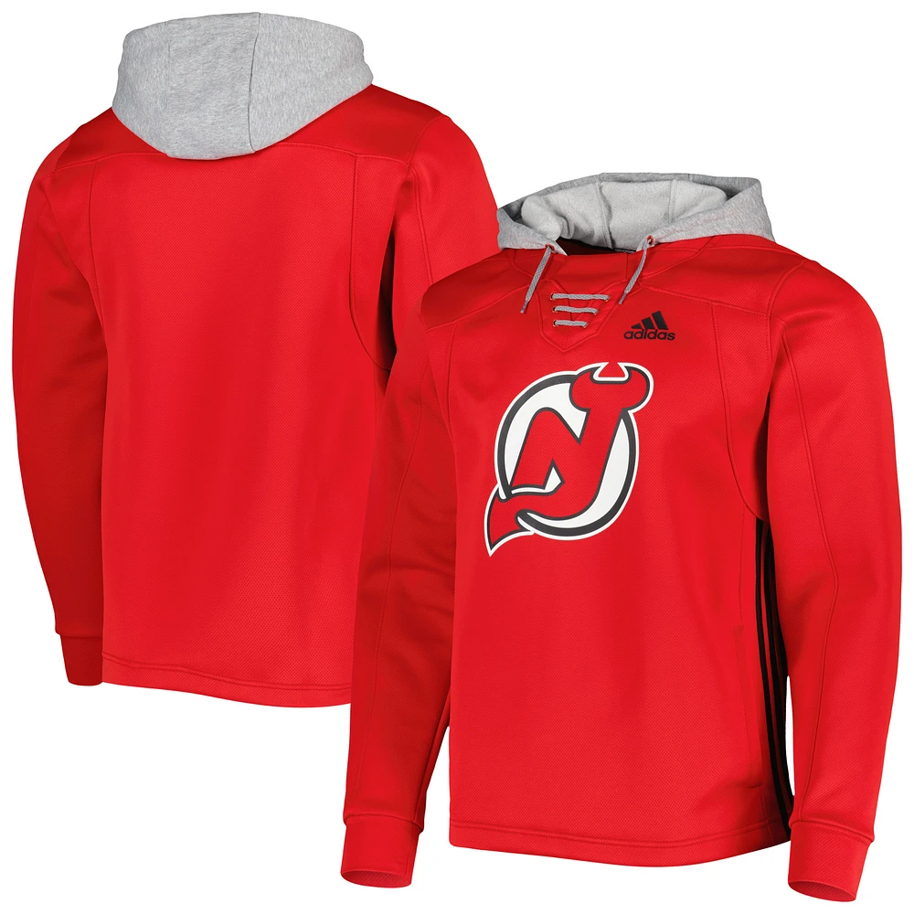 Men's adidas Red New Jersey Devils Skate Lace Primeblue Team Pullover Hoodie