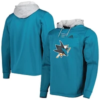 Men's adidas Teal San Jose Sharks Skate Lace Primeblue Team Pullover Hoodie