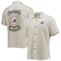 Men's Tommy Bahama Cream Atlanta Braves Baseball Camp Button-Up Shirt