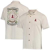 Men's Tommy Bahama Cream Los Angeles Angels Baseball Camp Button-Up Shirt