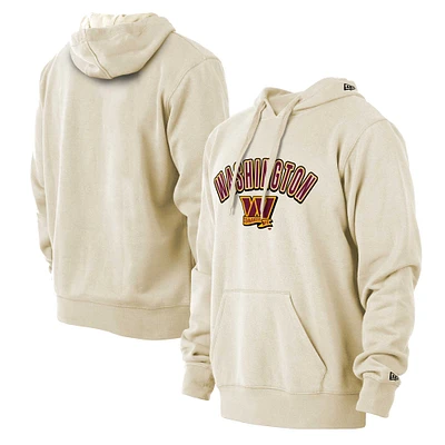 Men's New Era Cream Washington Commanders Sideline Chrome Pullover Hoodie