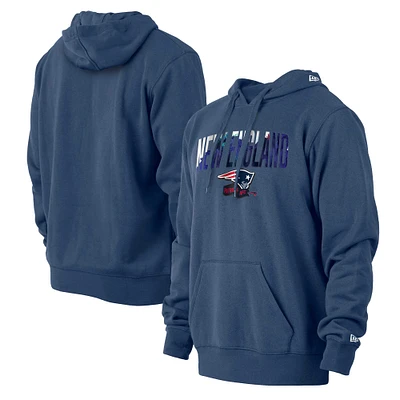 Men's New Era Navy New England Patriots Ink Dye Pullover Hoodie