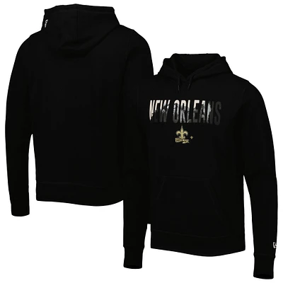 Men's New Era Black Orleans Saints Ink Dye Pullover Hoodie