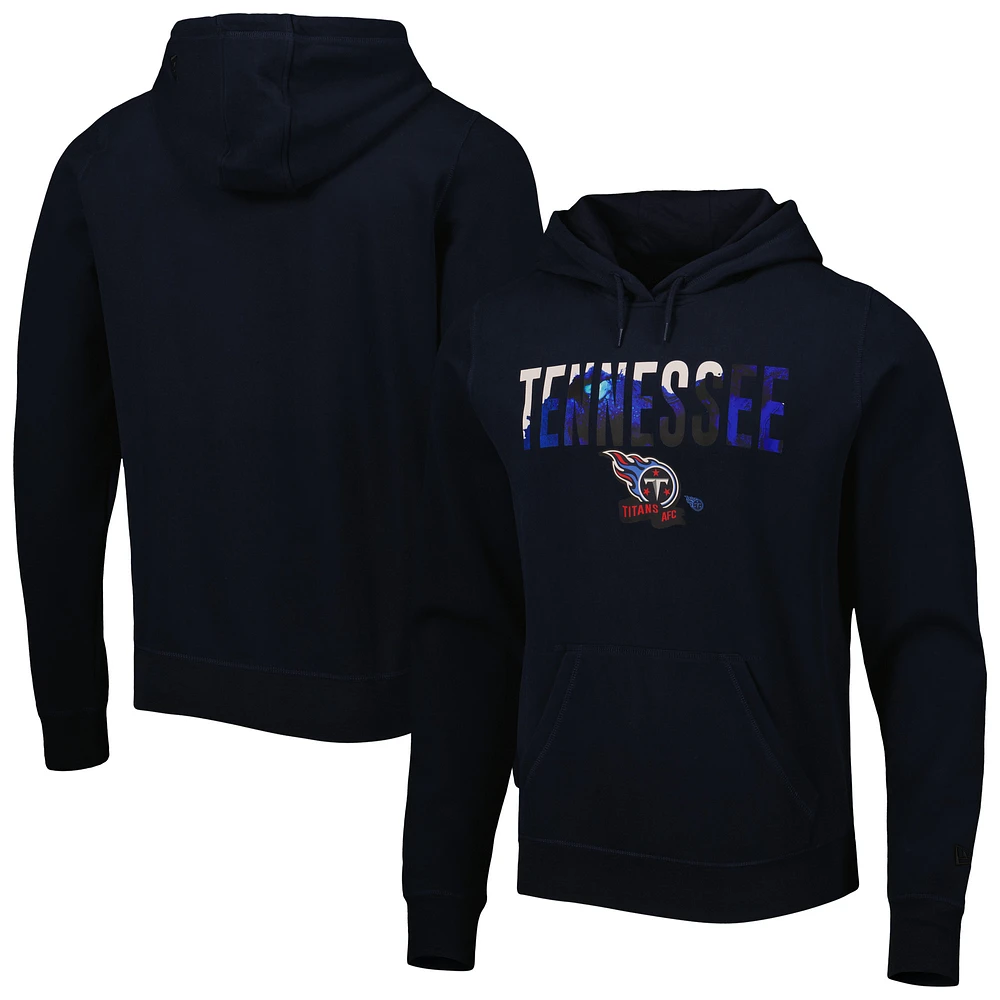 Men's New Era Navy Tennessee Titans Ink Dye Pullover Hoodie