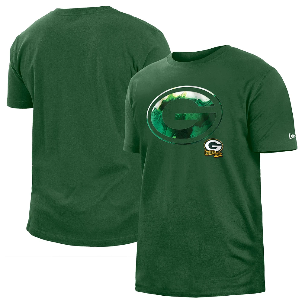 Men's New Era Green Bay Packers 2022 Sideline Ink Dye T-Shirt