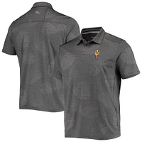 Men's Tommy Bahama Charcoal Arizona State Sun Devils Palm Coast Delray Frond IslandZone Allover Print Polo