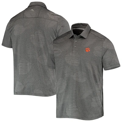 Men's Tommy Bahama Charcoal Clemson Tigers Palm Coast Delray Frond IslandZone Allover Print Polo