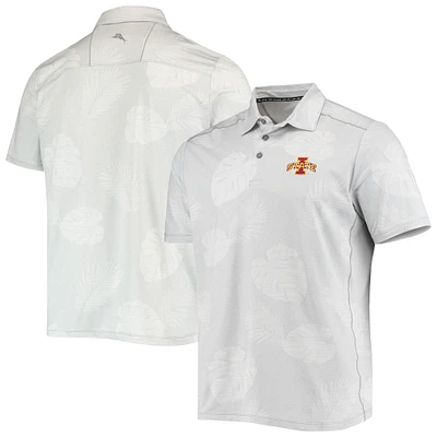 Men's Tommy Bahama Gray Iowa State Cyclones Palm Coast Delray Frond IslandZone Allover Print Polo