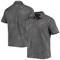 Men's Tommy Bahama Charcoal Texas Tech Red Raiders Palm Coast Delray Frond IslandZone Allover Print Polo