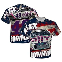 Men's Hendrick Motorsports Team Collection White Alex Bowman Ally Sublimated Patriotic Total Print T-Shirt